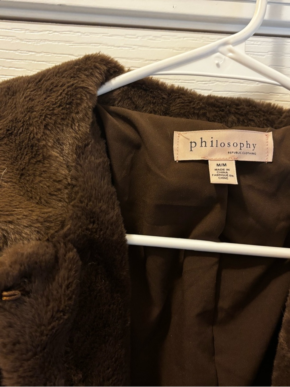 Philosophy Faux Fur Brown Jacket M NWOT - Picture 3 of 4